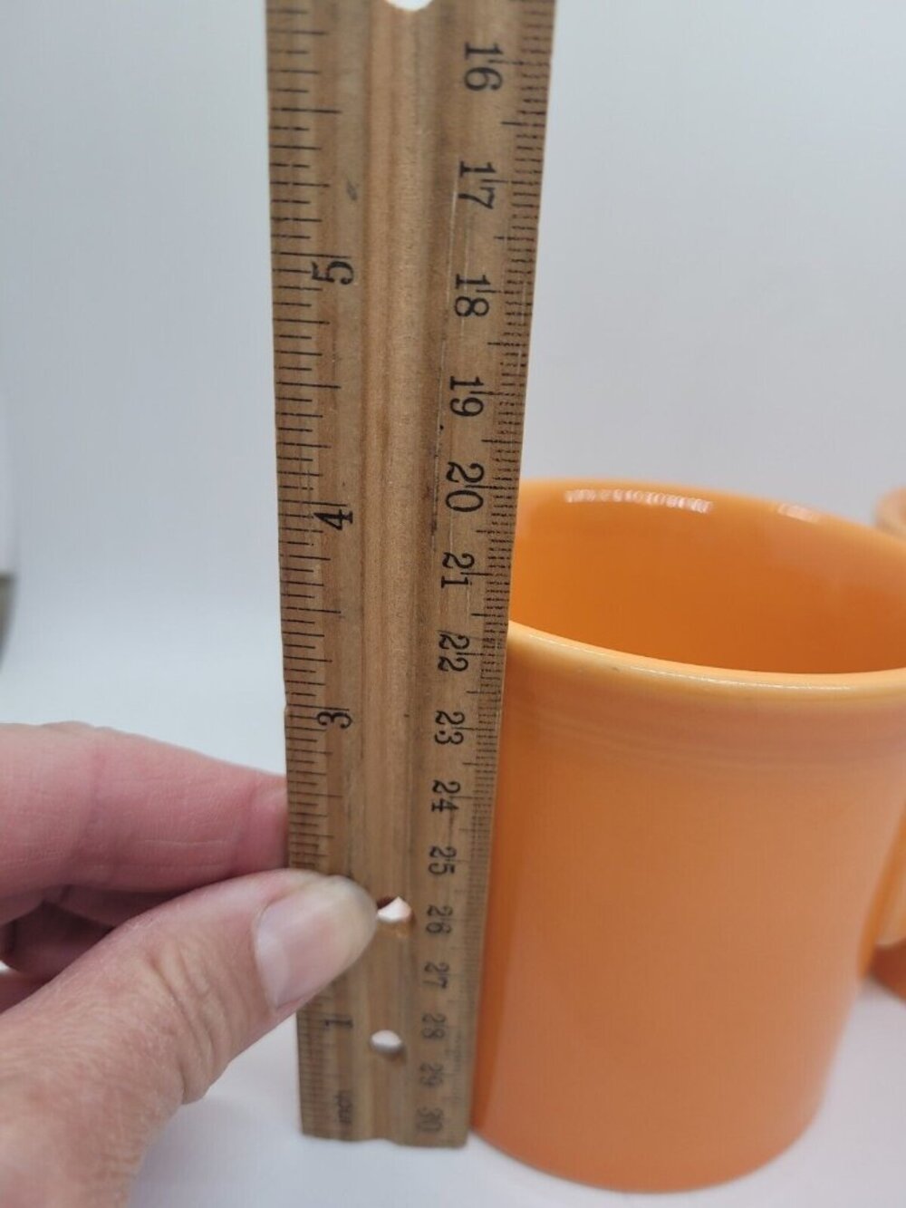 Vintg Fiestaware Homer Laughlin Coffee mug 2 Ring handle orange Marigold Retro - Picture 4 of 4